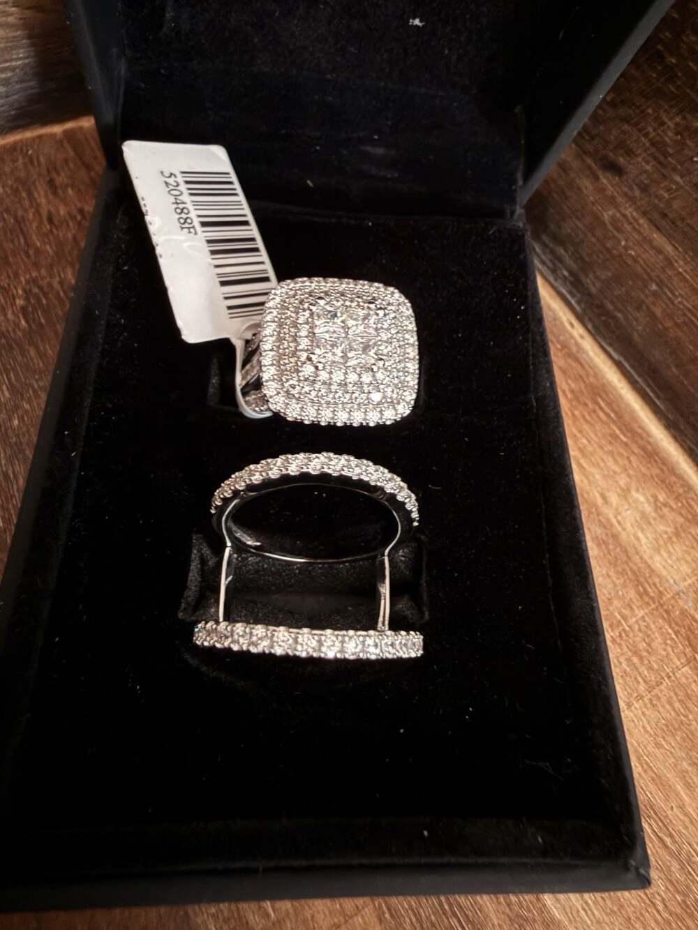 Joancee Cubic Zirconia Cushion Cut Bridal Ring Set Sterling Silver